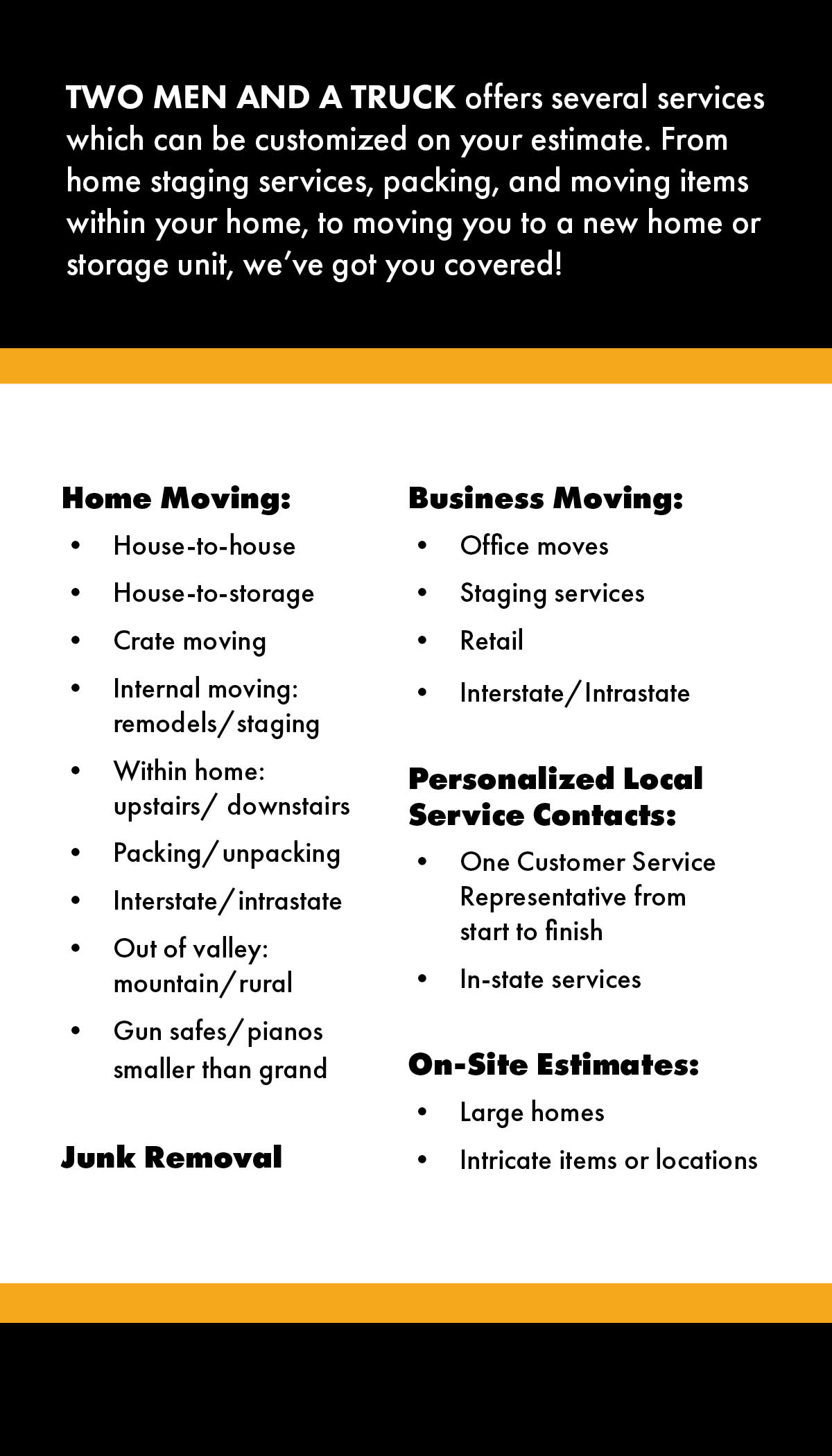 list of moving services