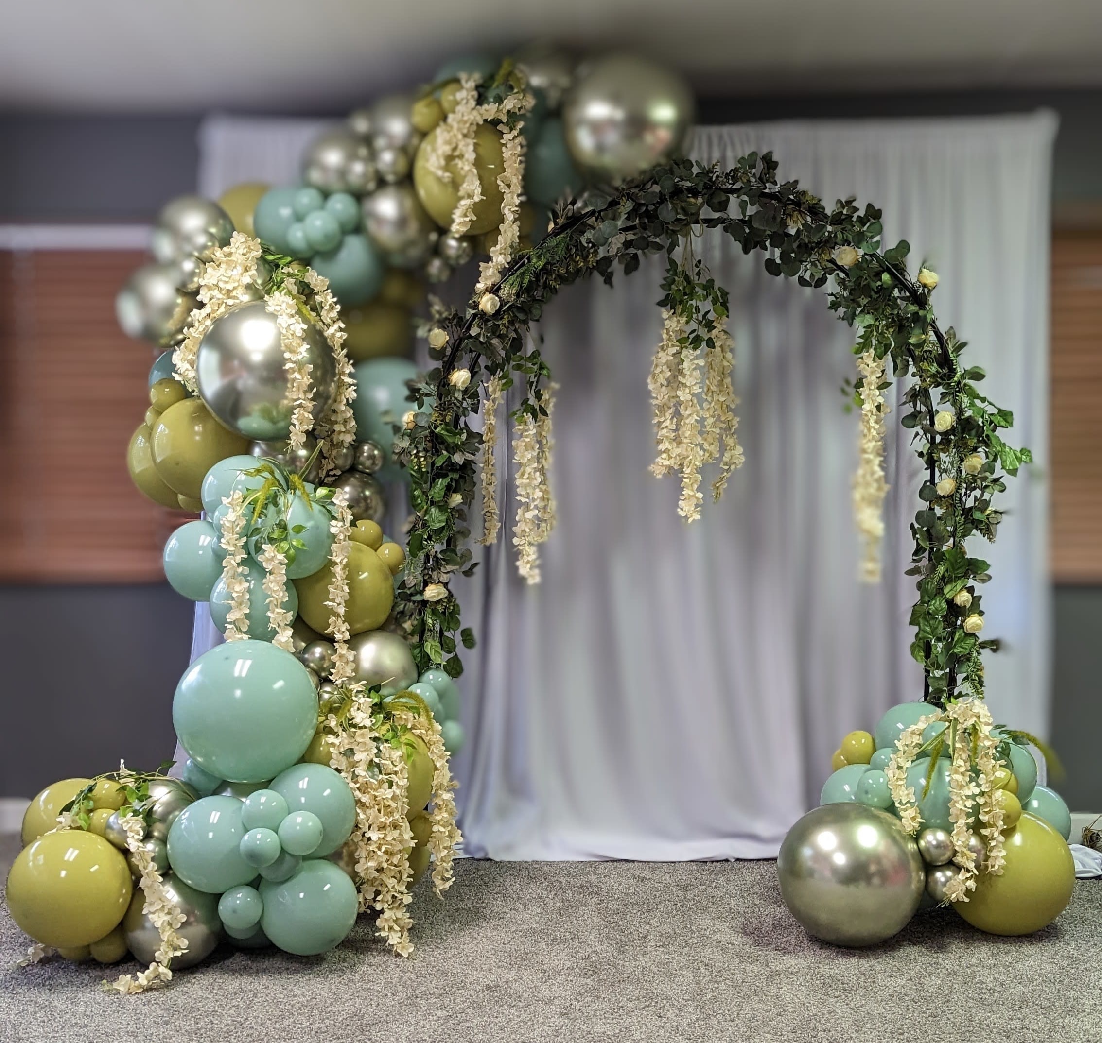 Balloons, wedding, arch, floral