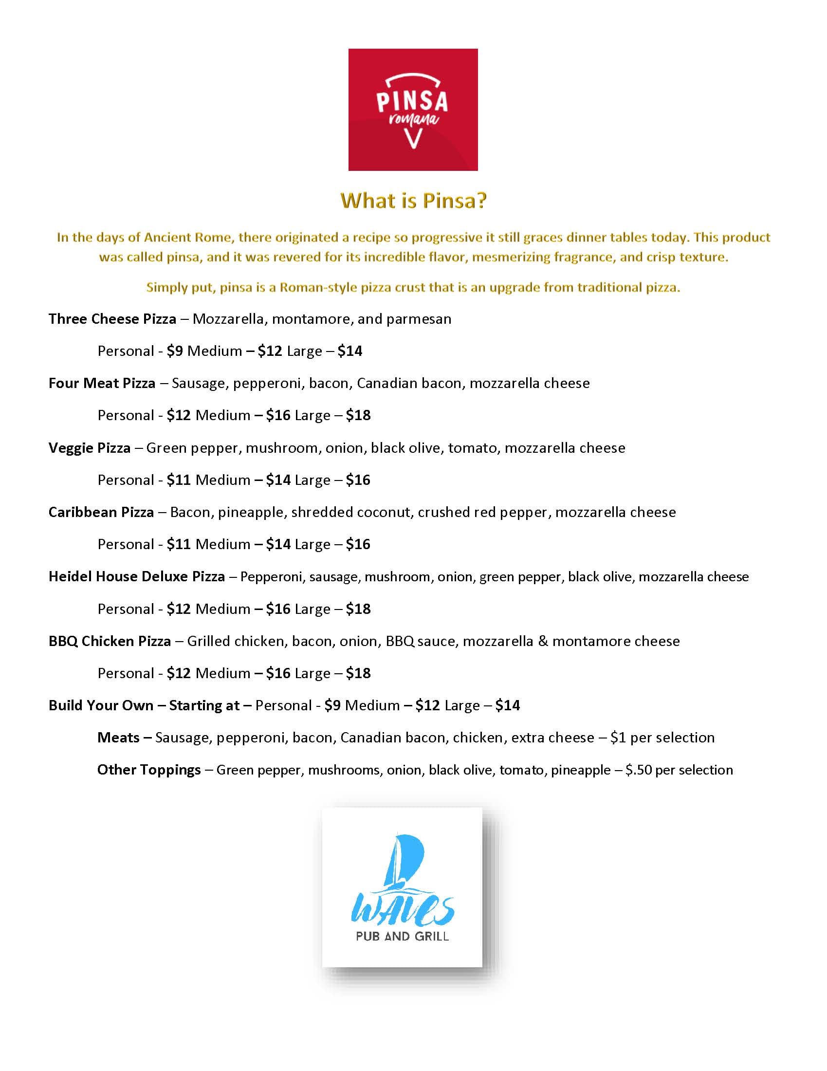 Waves Pizza Menu