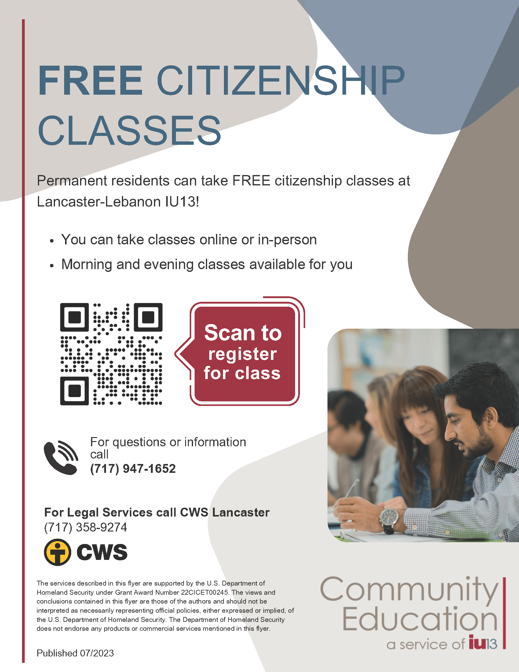 Free Citizenship Classes Flyer