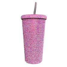 Bejeweled tumbler with straw