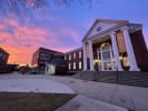 AIC campus bookstore at sunset