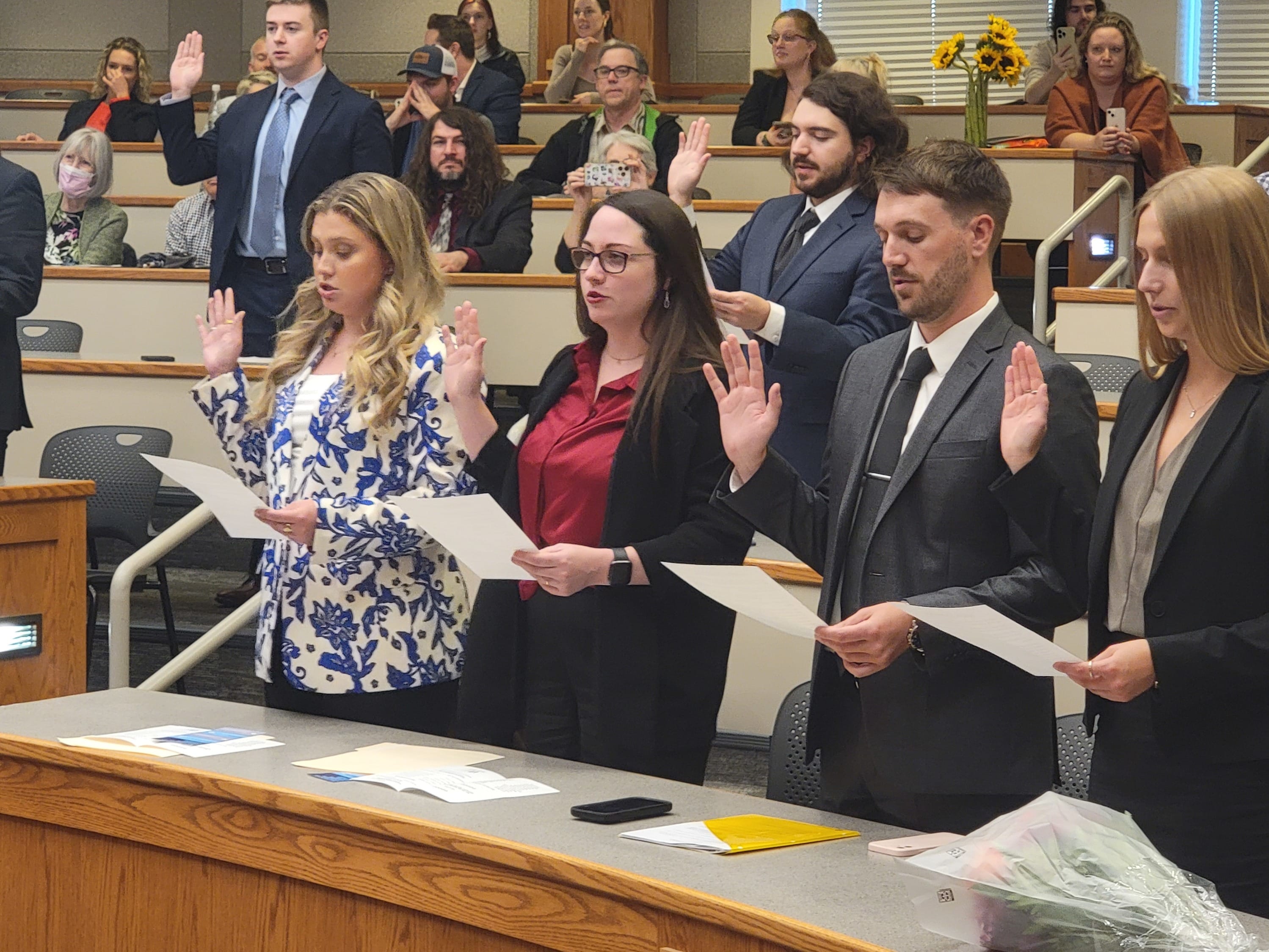 Photo of new admittees being sworn in,