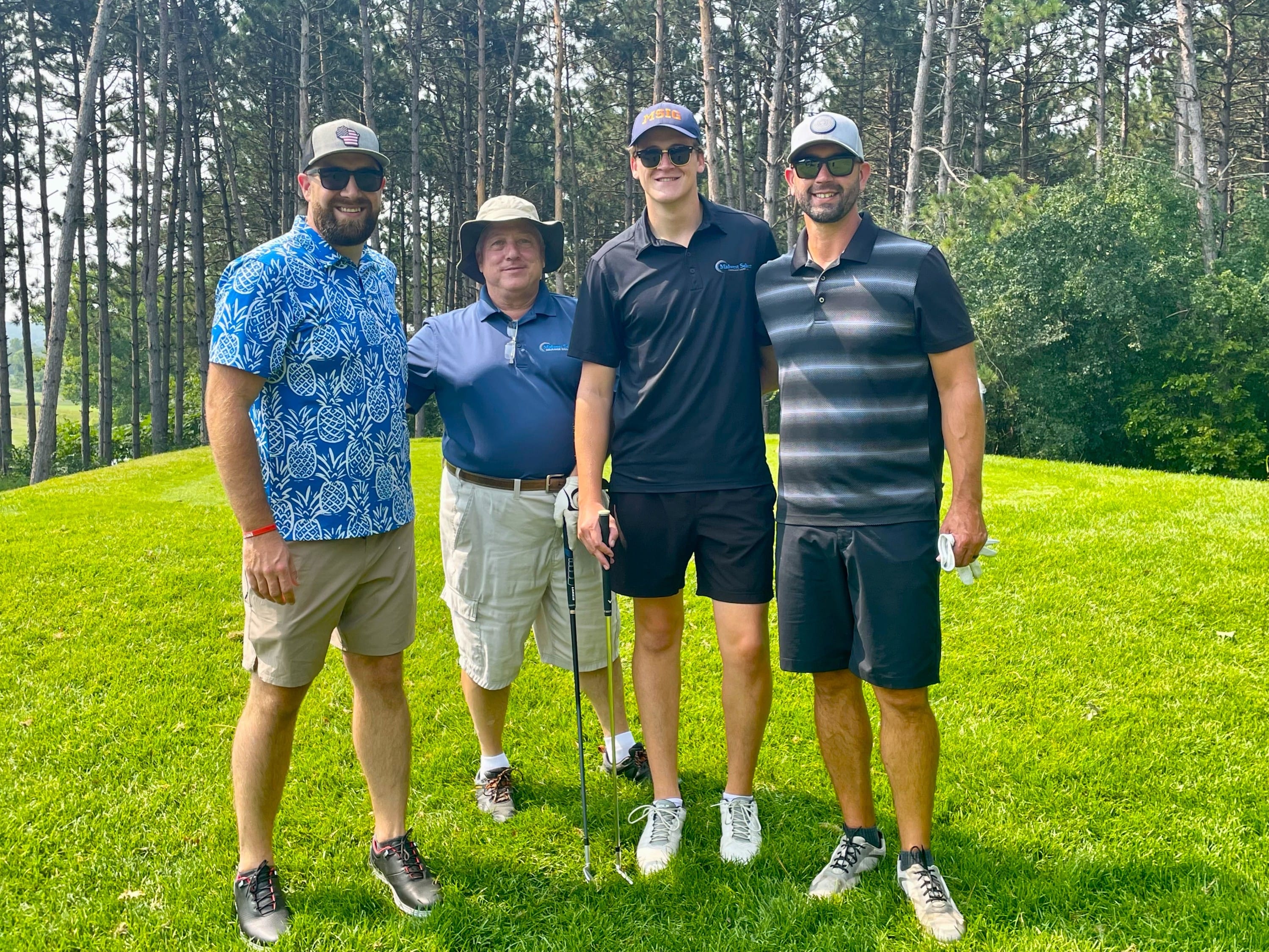 MSIG agents (left to right), Curtis Deprey, Mario Racanelli, Brendan Dooley, and Jason Phillips at Wildridge Golf Course.