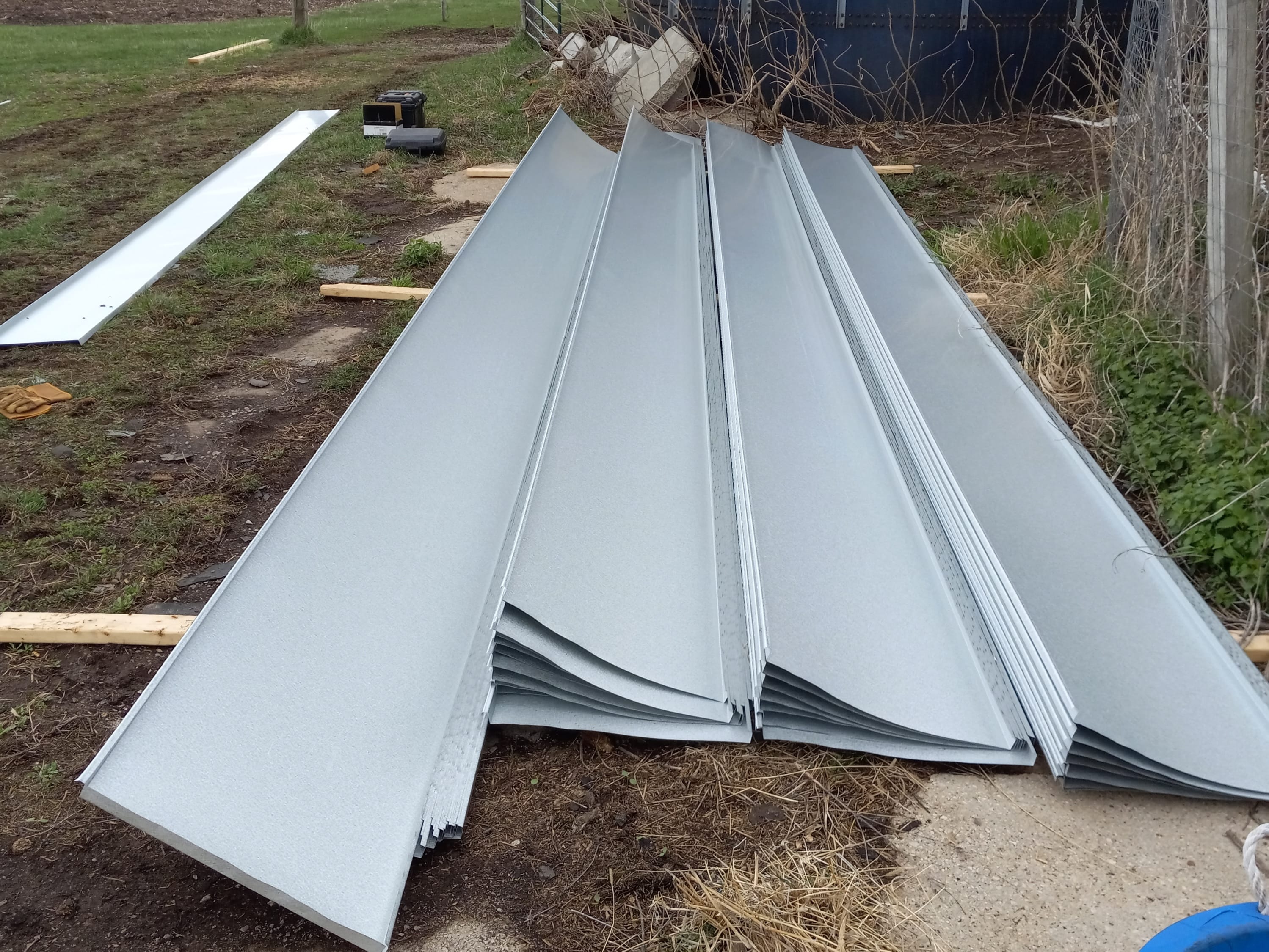 A stack of double lock standing seam panels
