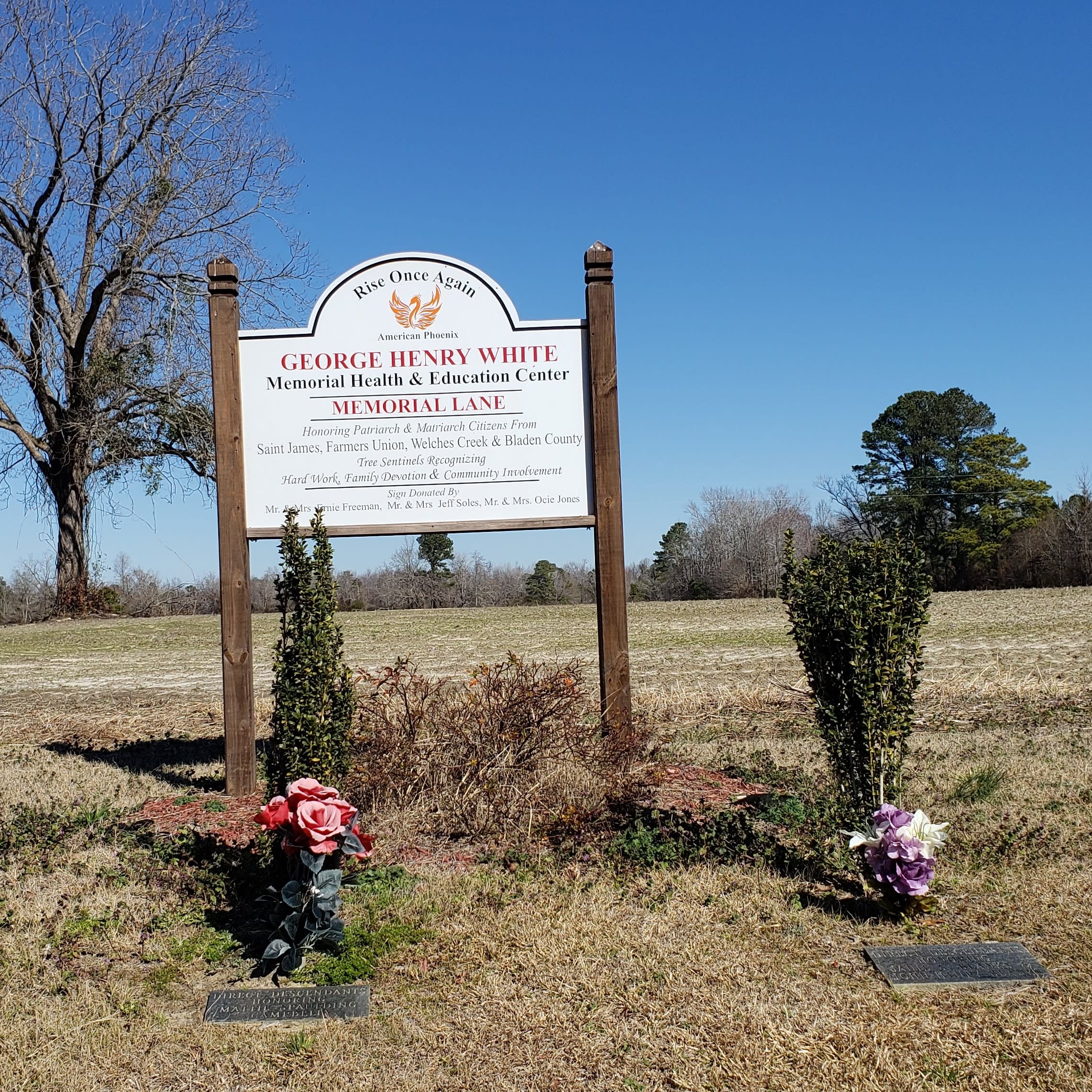 George Henry White Memorial Health & Education Center sign