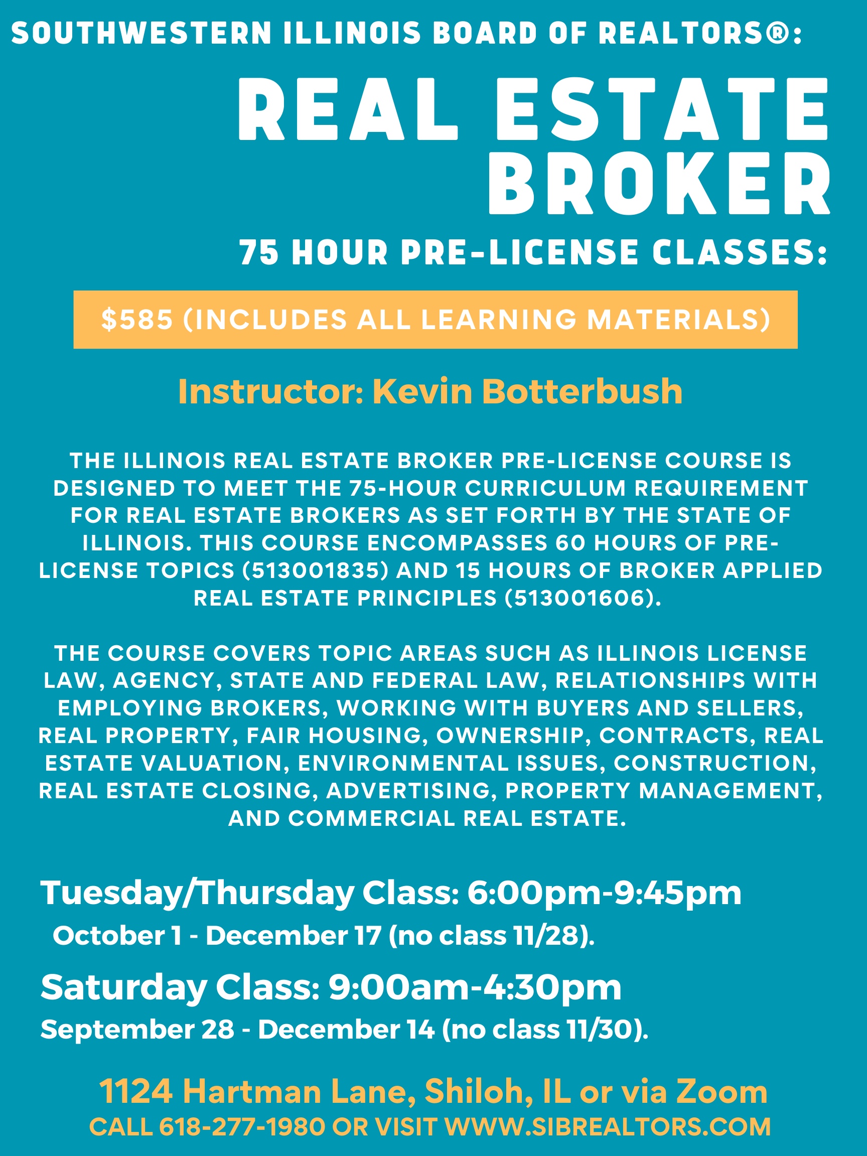 75 Hour Broker PreLicense Course Southwestern Illinois Board of 75 Hour Broker PreLicense Course Southwestern Illinois Board of