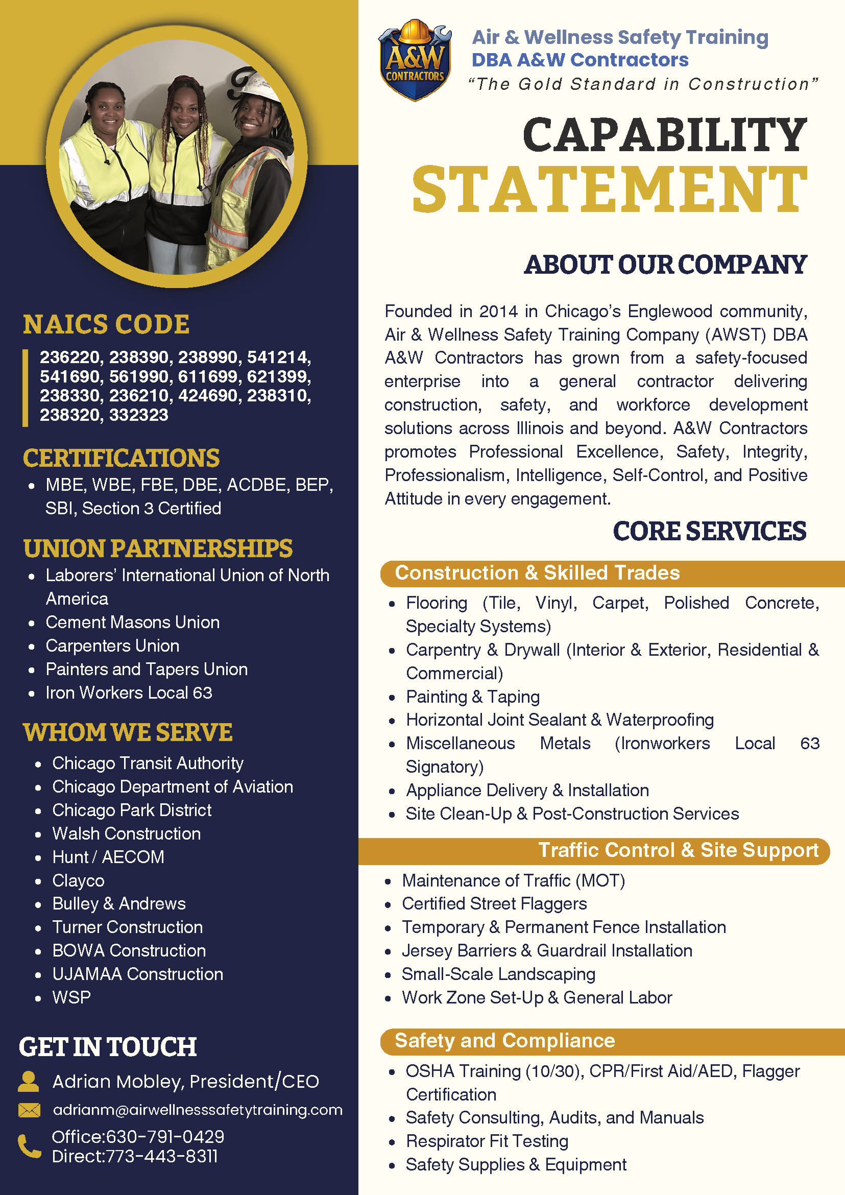 Air & Wellness Safety Training Capability Statement