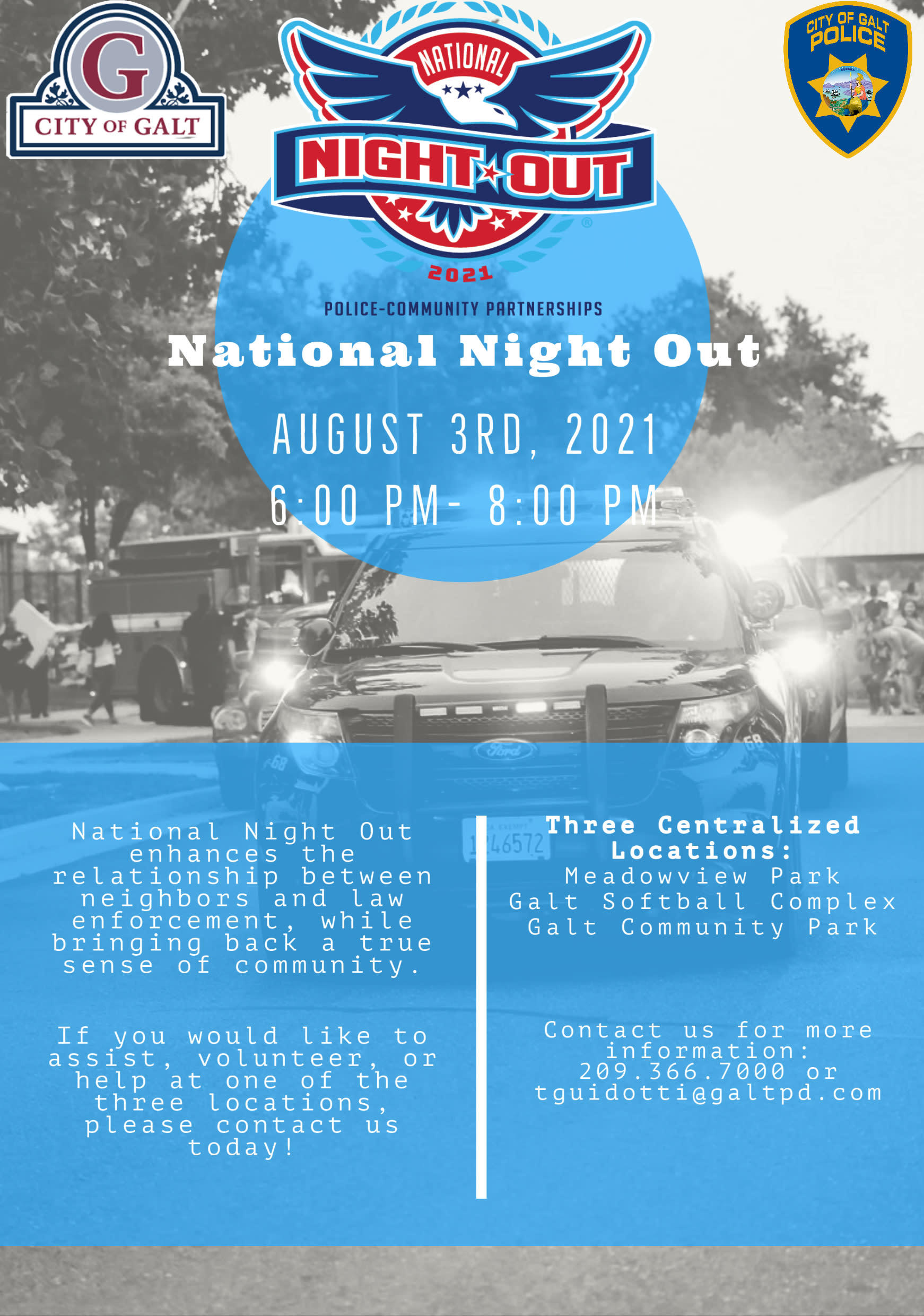National Night Out flyer - August 3, 2021 from 6:00 pm to 8:00 pm