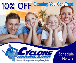 10% off cleaning with Cyclone Professional Cleaners