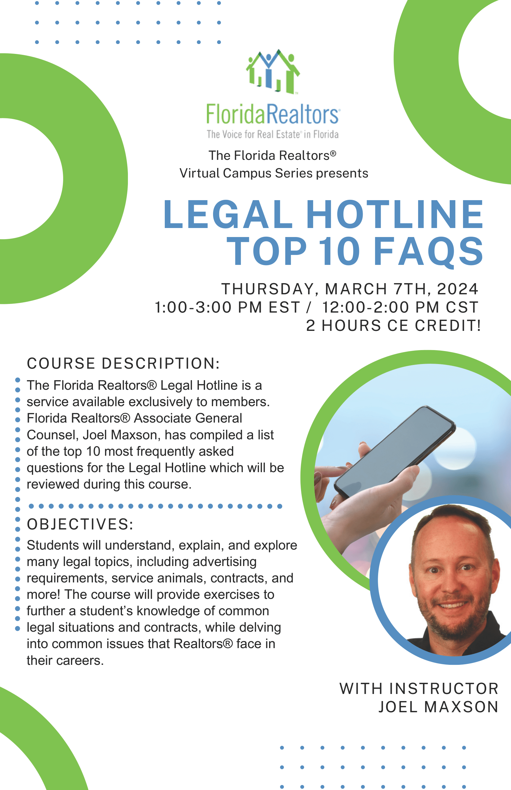 Florida REALTORS Legal Hotline Top 10 FAQs Virtual iCE Class 2