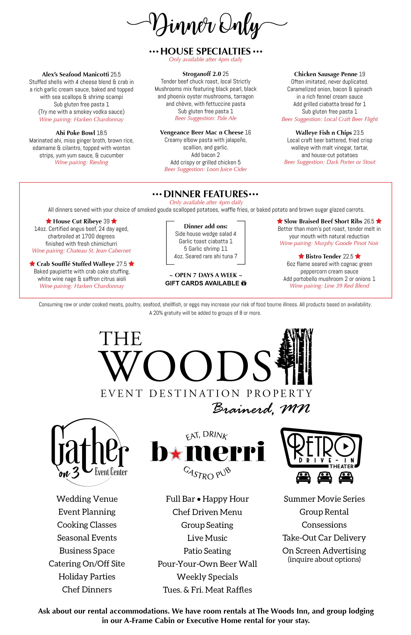 Fall Menu 2021 Dinner