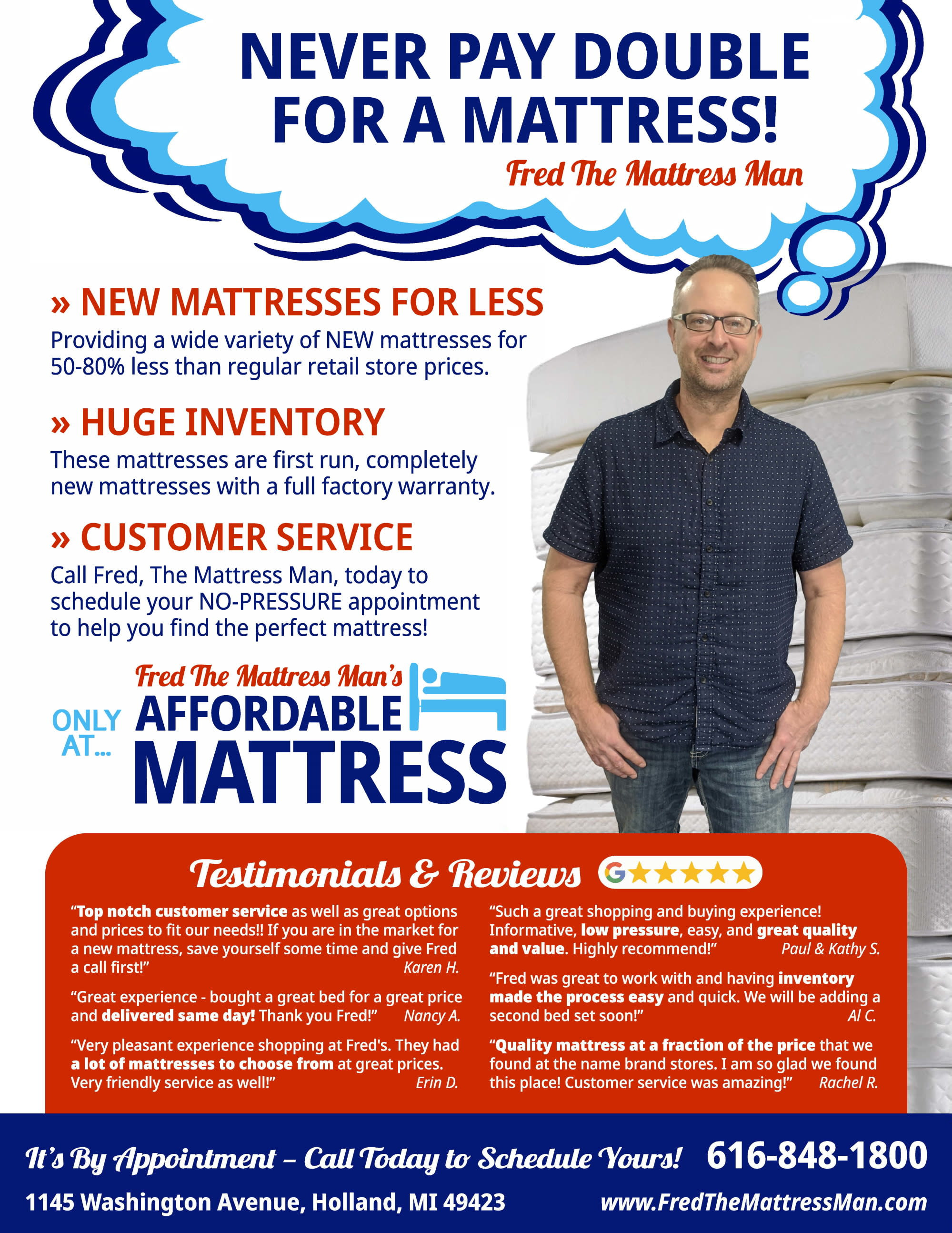 Flyer for Fred the Mattress Man's - Affordable Mattress Store of Holland