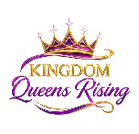 Kingdom Queens Rising Logo with fancy letters and a crown