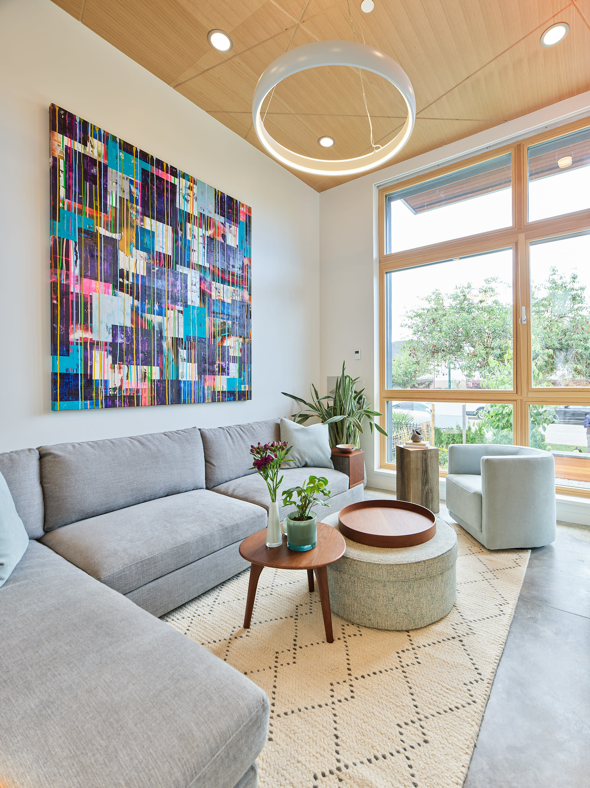 modern interior living room wood passive house