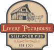 Logo of Livery Pourhouse, a self-pour pub established in 2021. The logo features an illustration of a barn with a horse-drawn