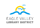 Eagle Valley Library District logo with open books looking like birds flying to the sun.