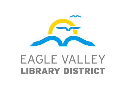 Eagle Valley Library District logo with open books looking like birds flying to the sun.