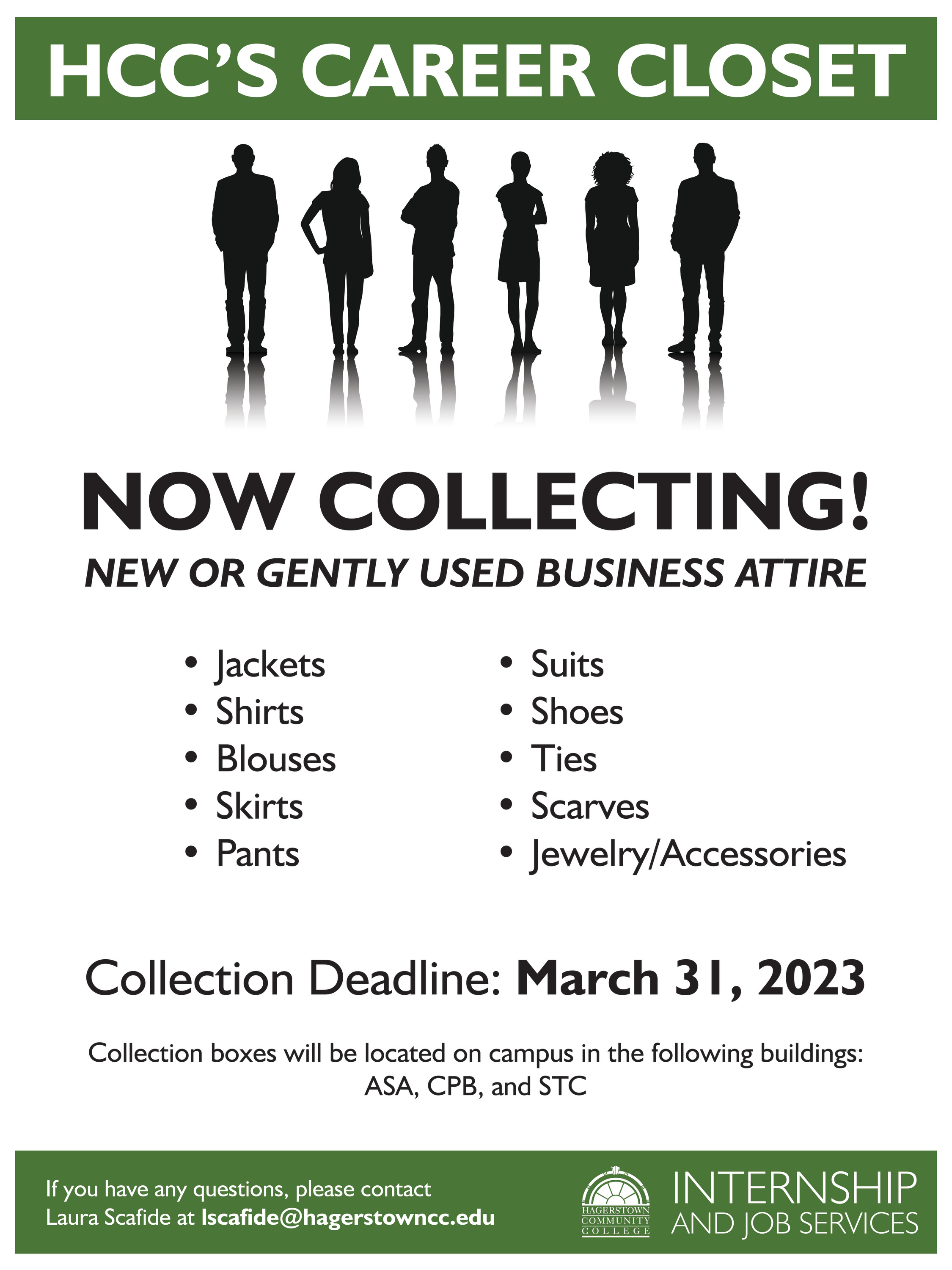The Career Closet at Hagerstown Community College is holding its annual clothing drive, deadline is March 31, 2023.