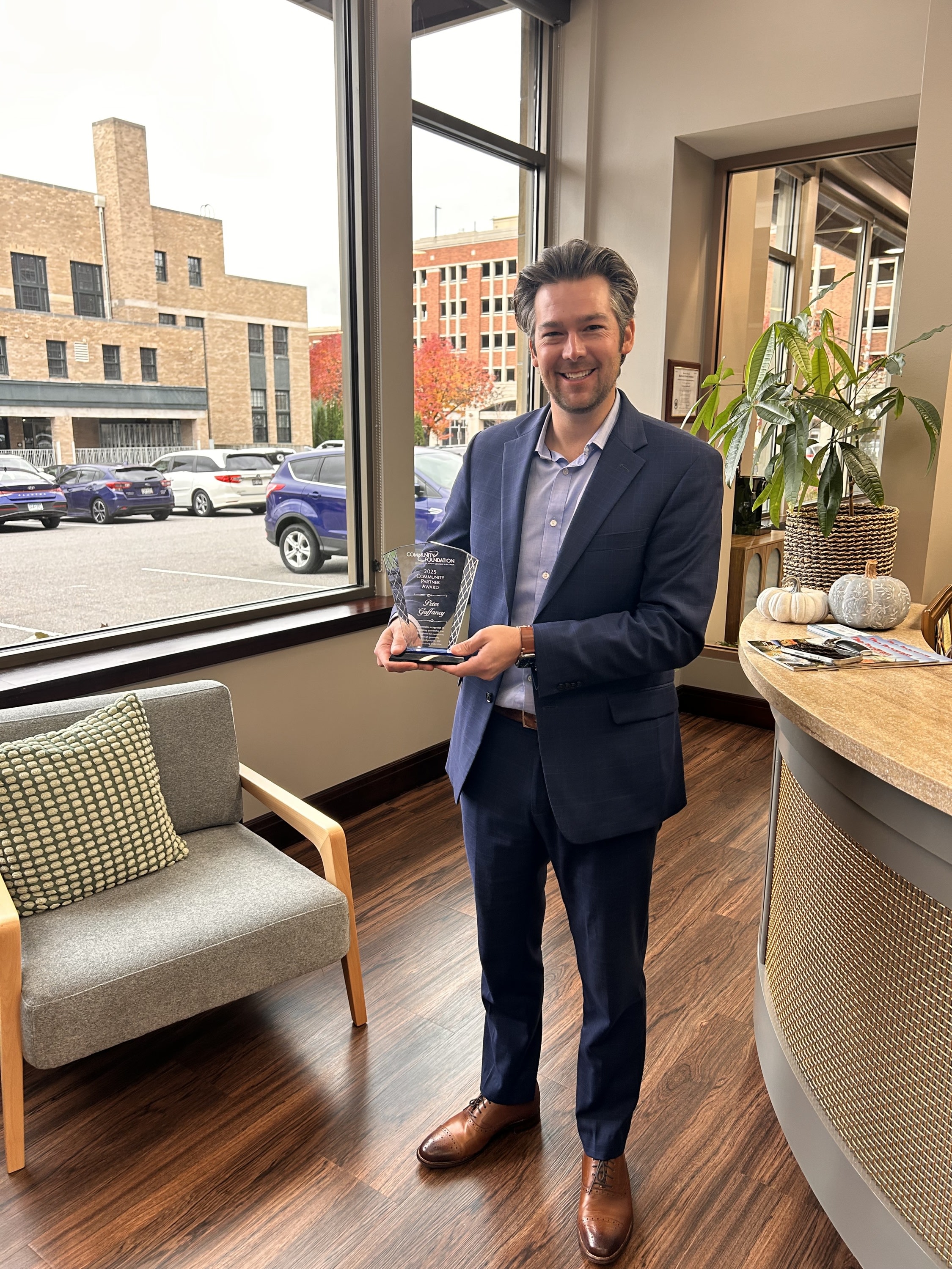 Peter Gaffaney with the Community Partner Award