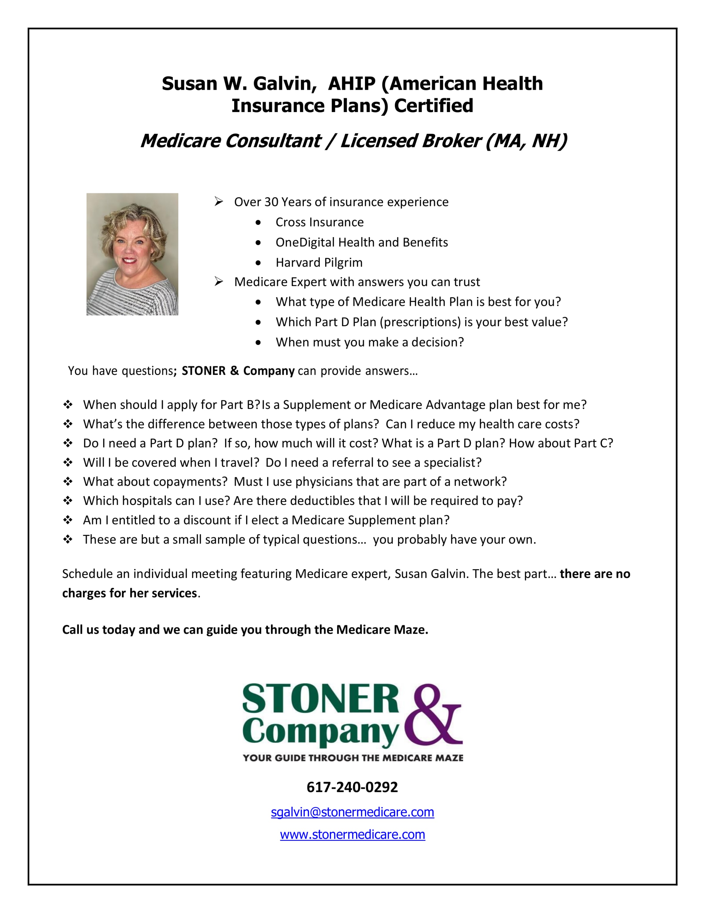 Description of Susan's credentials