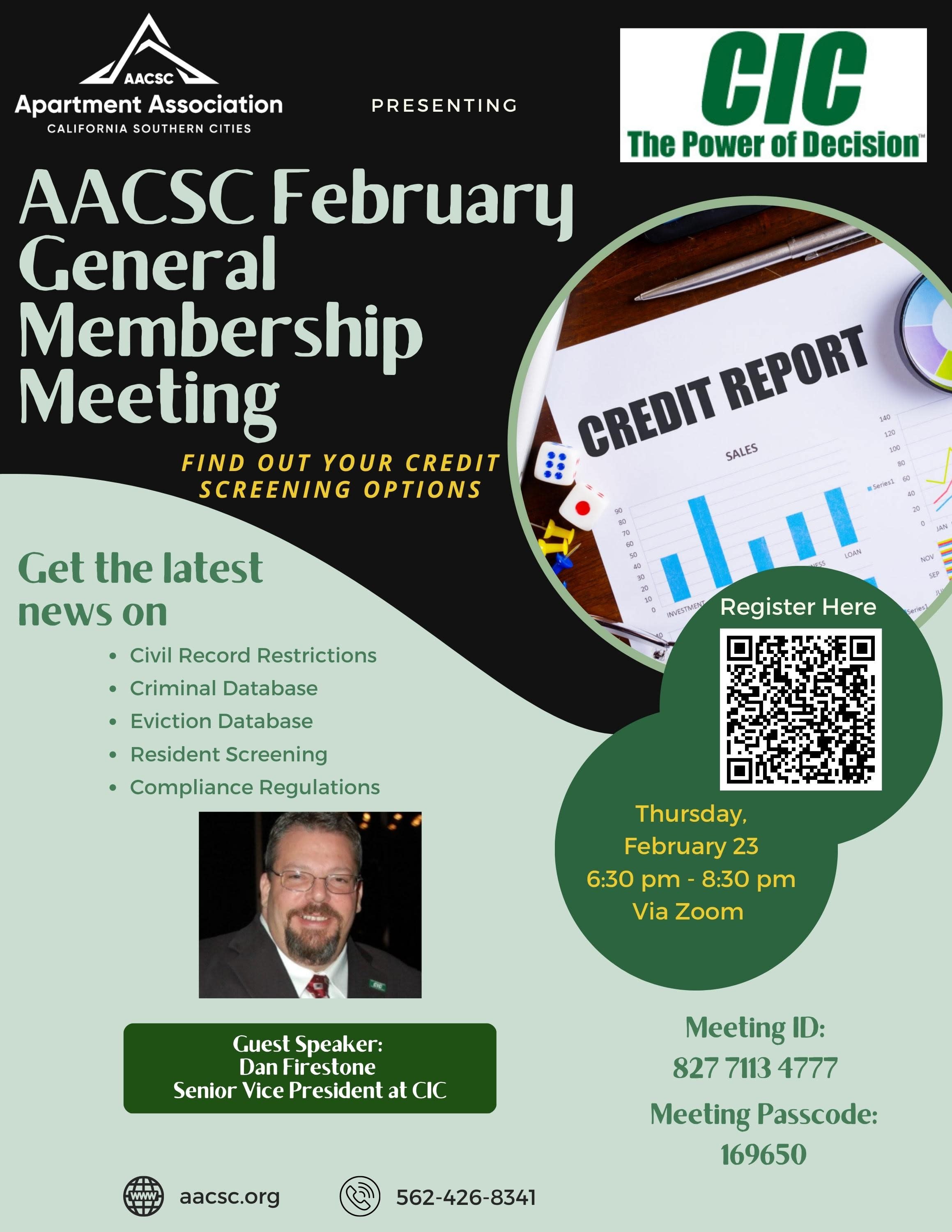 AACSC February General Membership Meeting Apartment Association