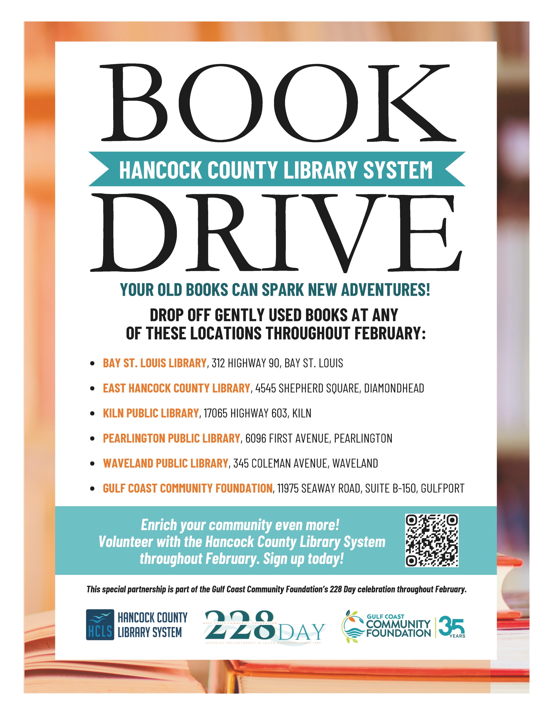 Book Drive for the Hancock County Library System