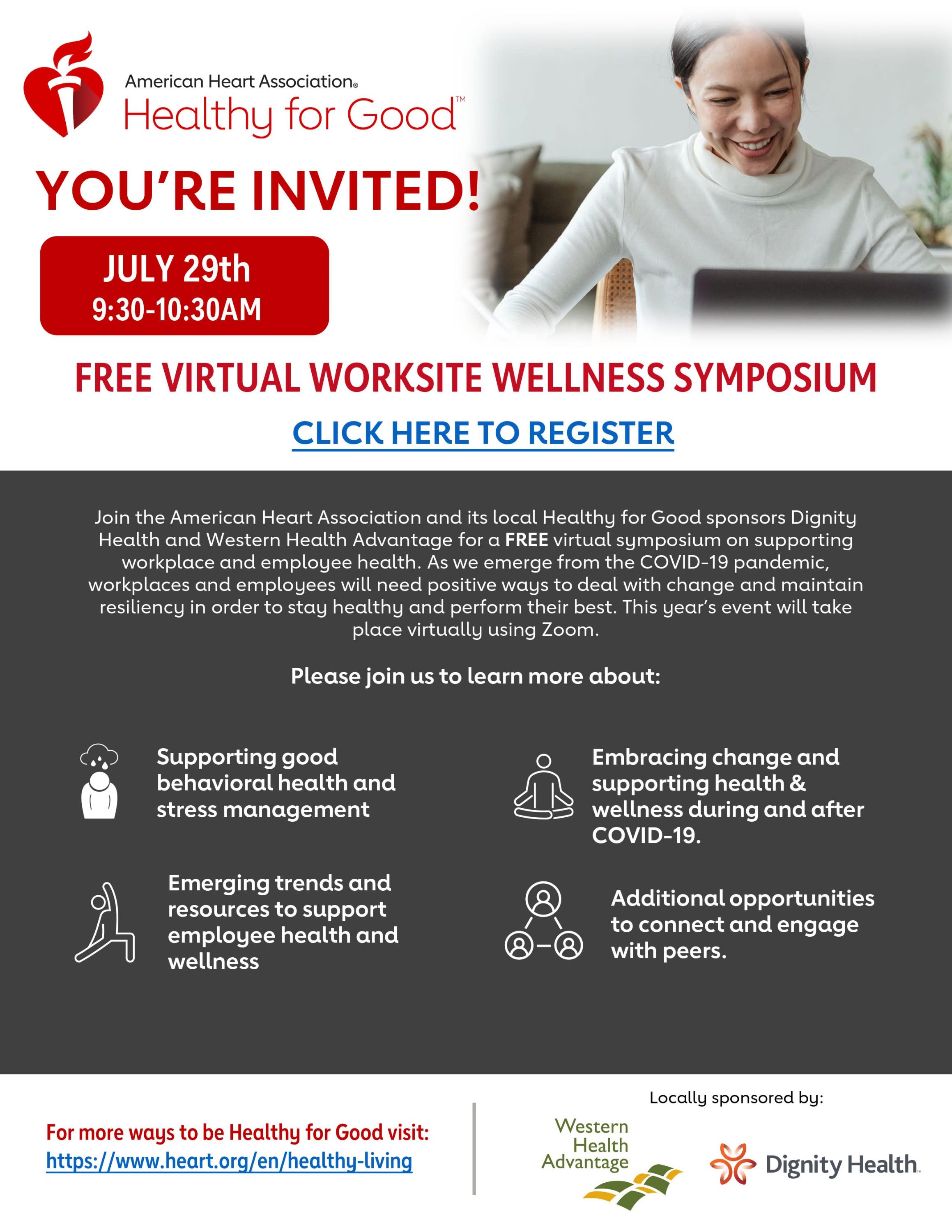 Worksite Wellness Symposium 2021 Flyer Sponsored by Western Health Advantage