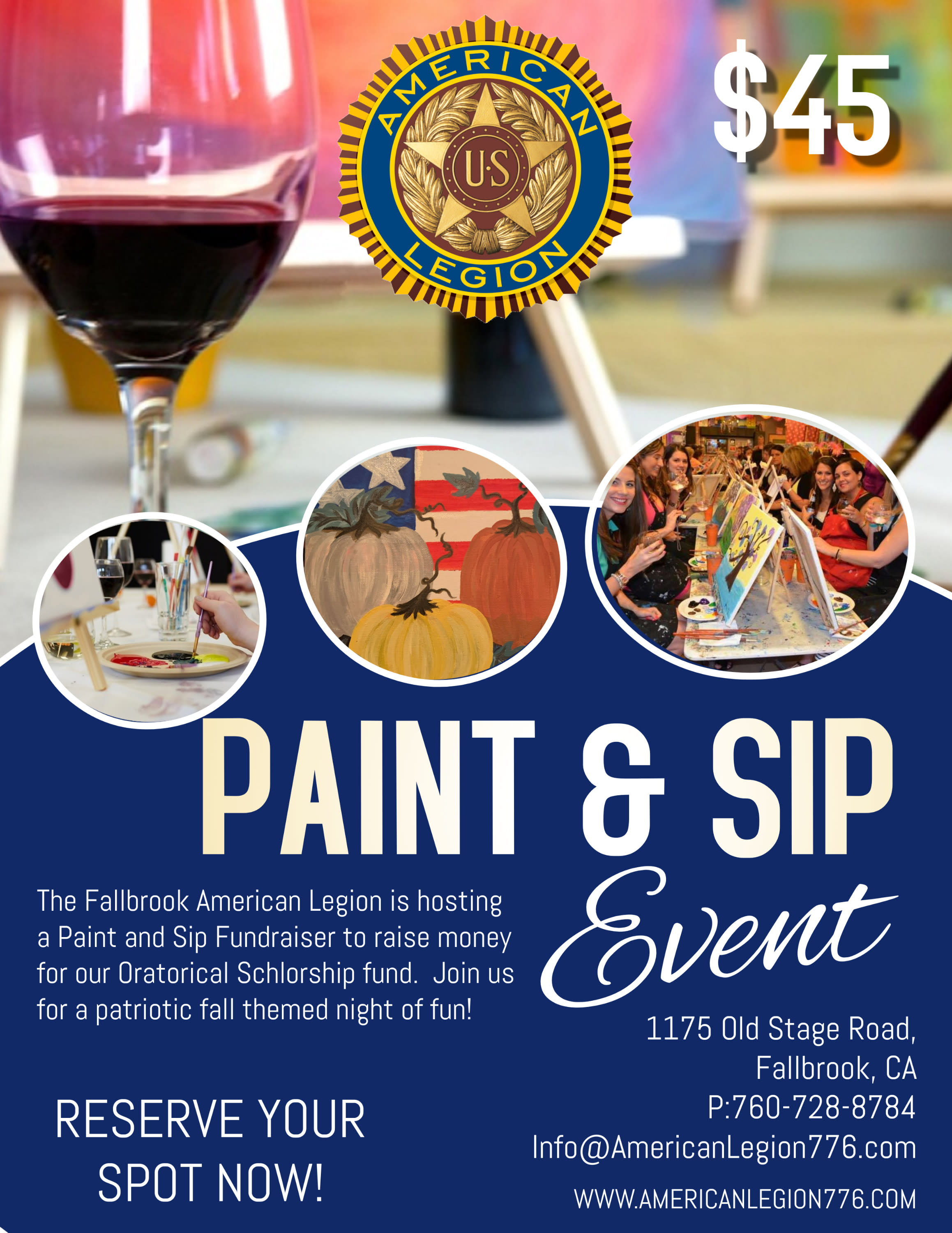 American Legion Paint & Sip Fundraiser OCT 9th