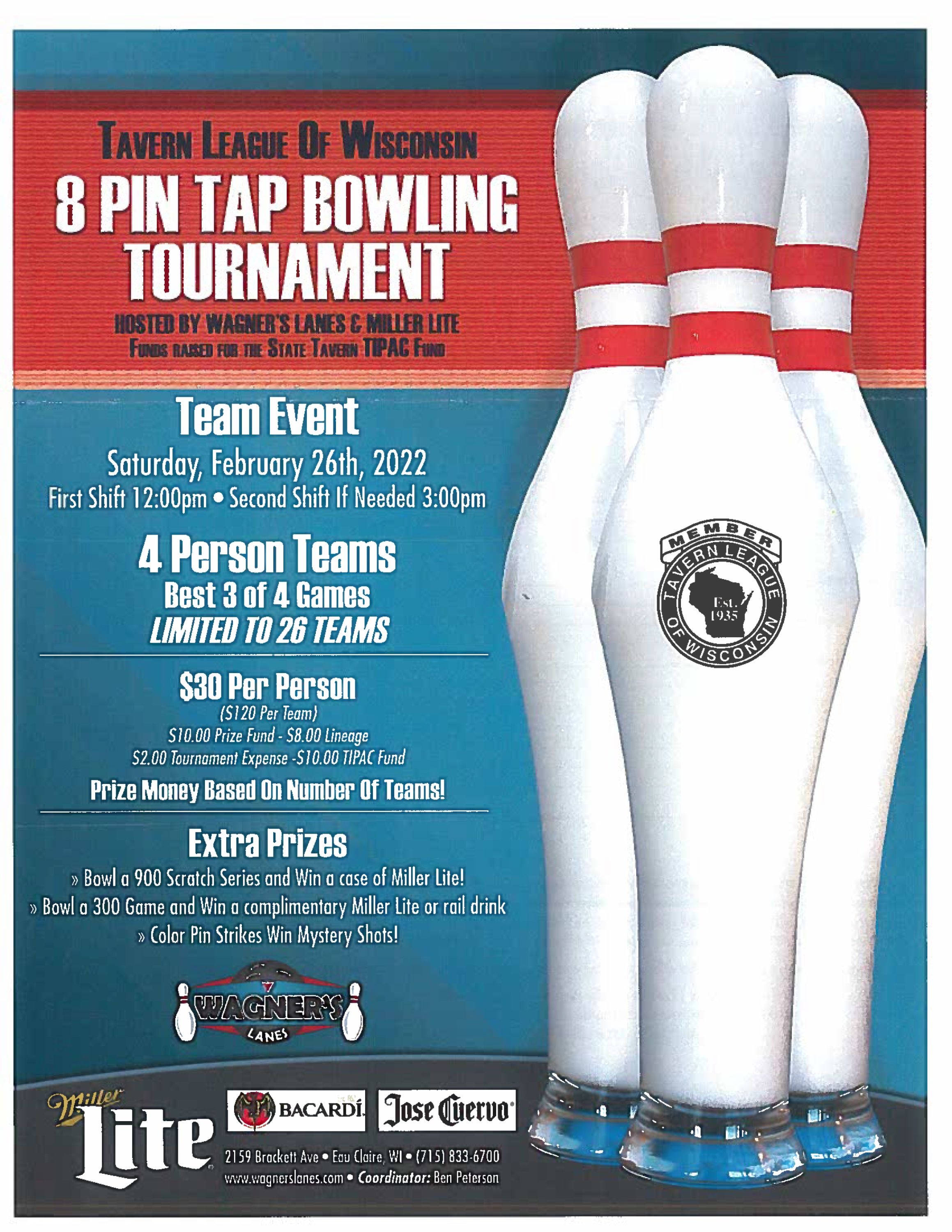 8 Pin Bowling Tournament info