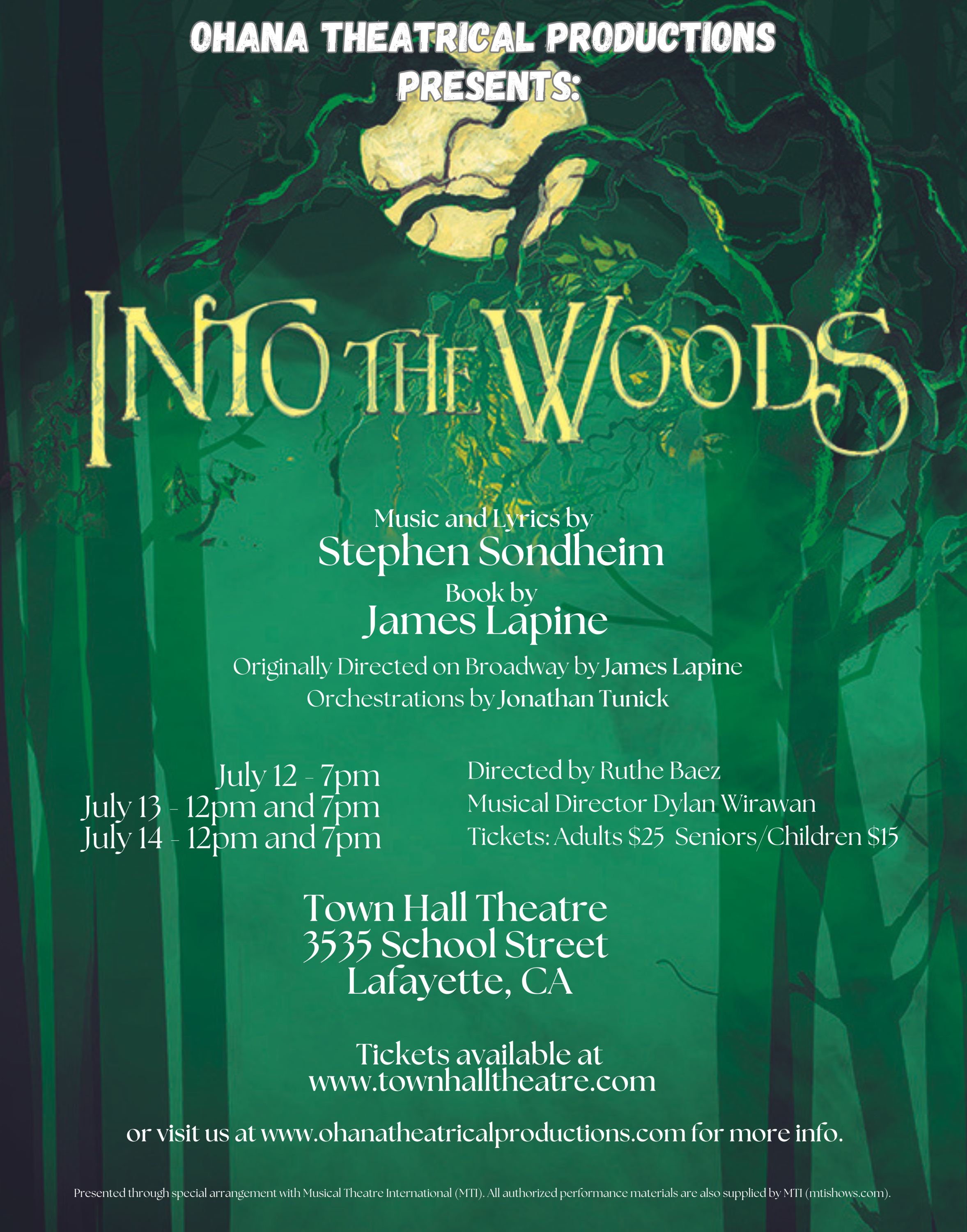 Poster that displays the important information to attend the musical Into the Woods.