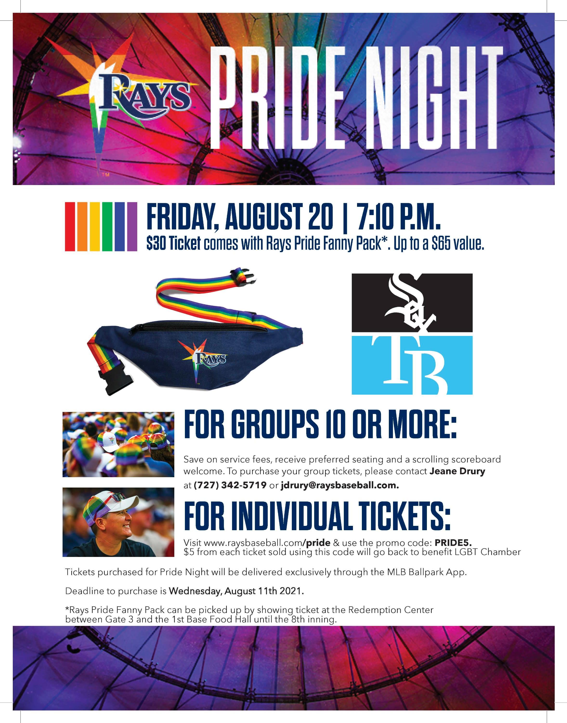 Tampa Bay Rays PRIDE NIGHT GZ Tampa Bay LGBT Chamber