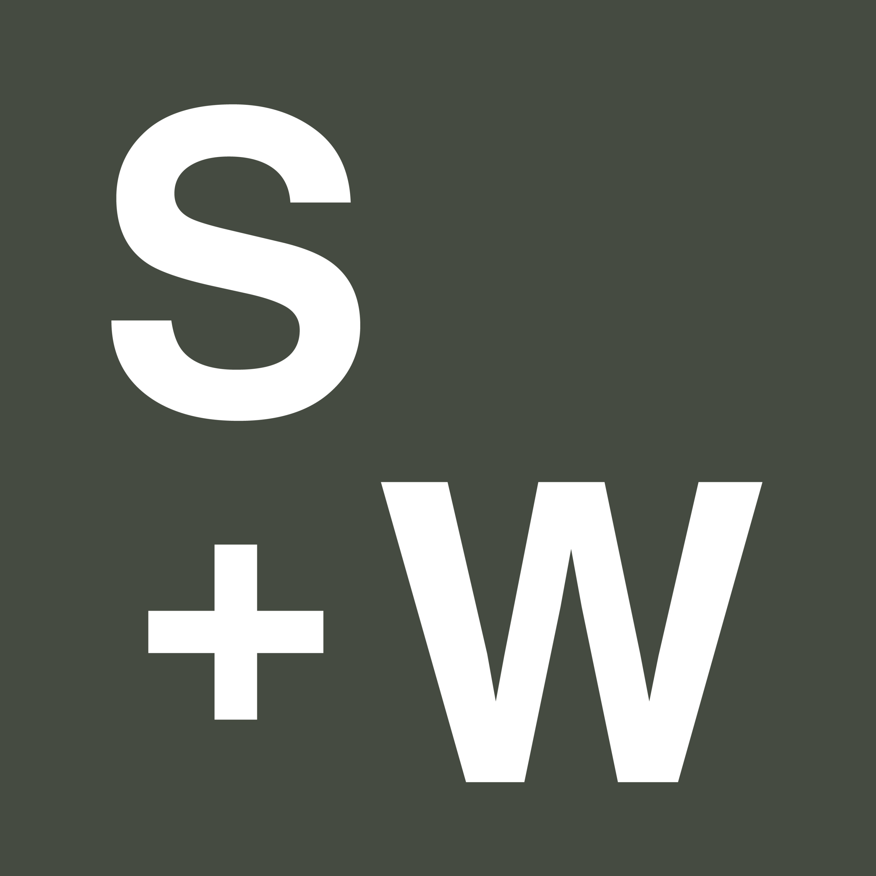 S+W Logo with white letters on green background