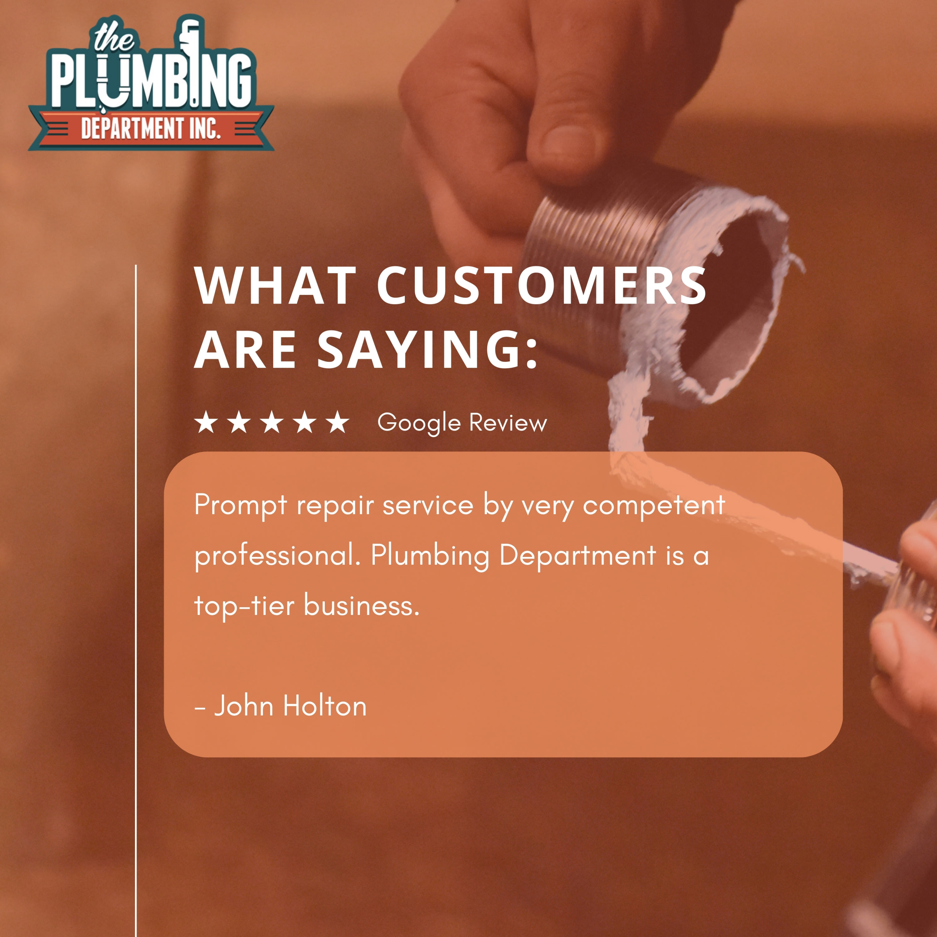 5 star google review praising our professionalism.