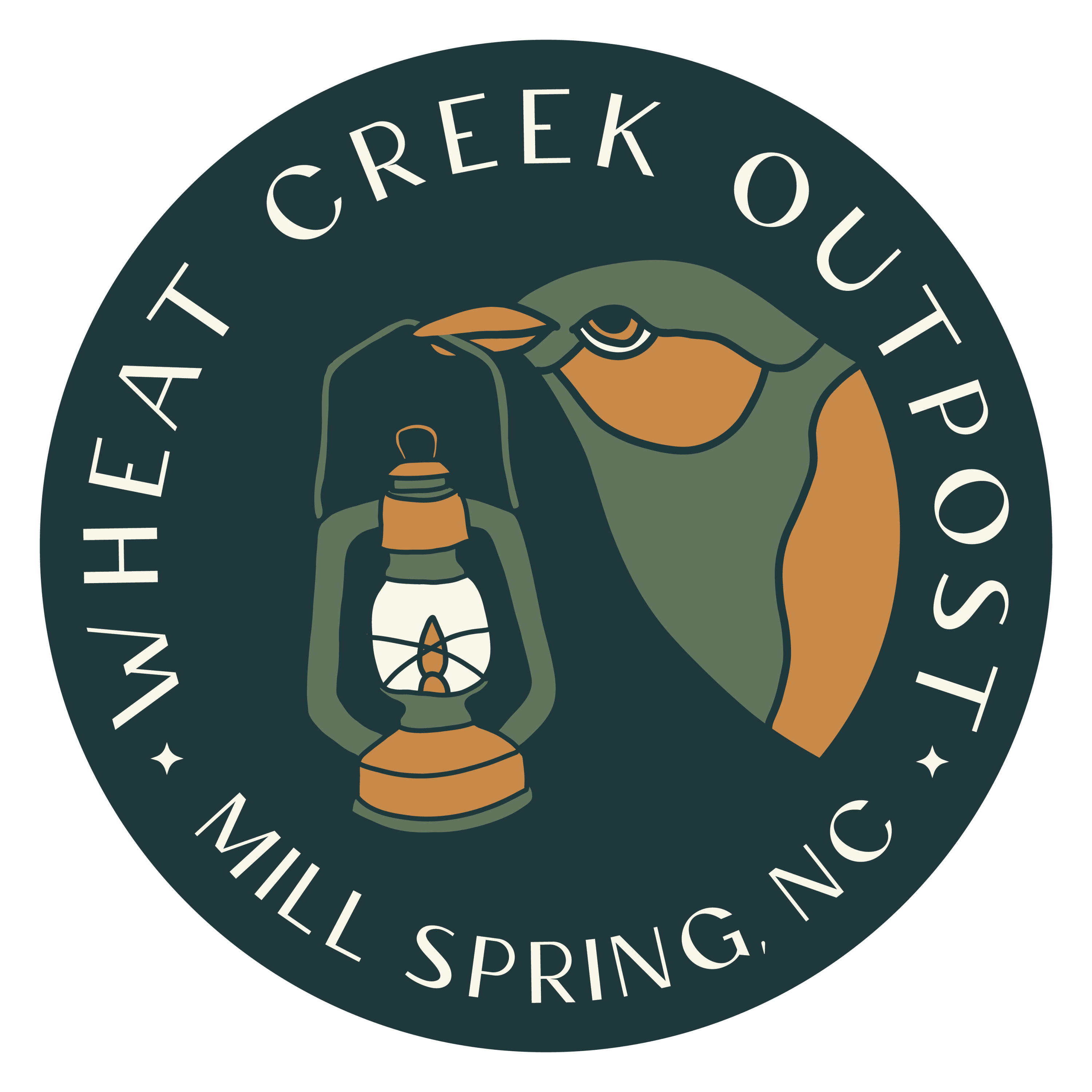 Wheat Creek Outpost logo. A boutique moutain camp in Mill Spring North Carolina.