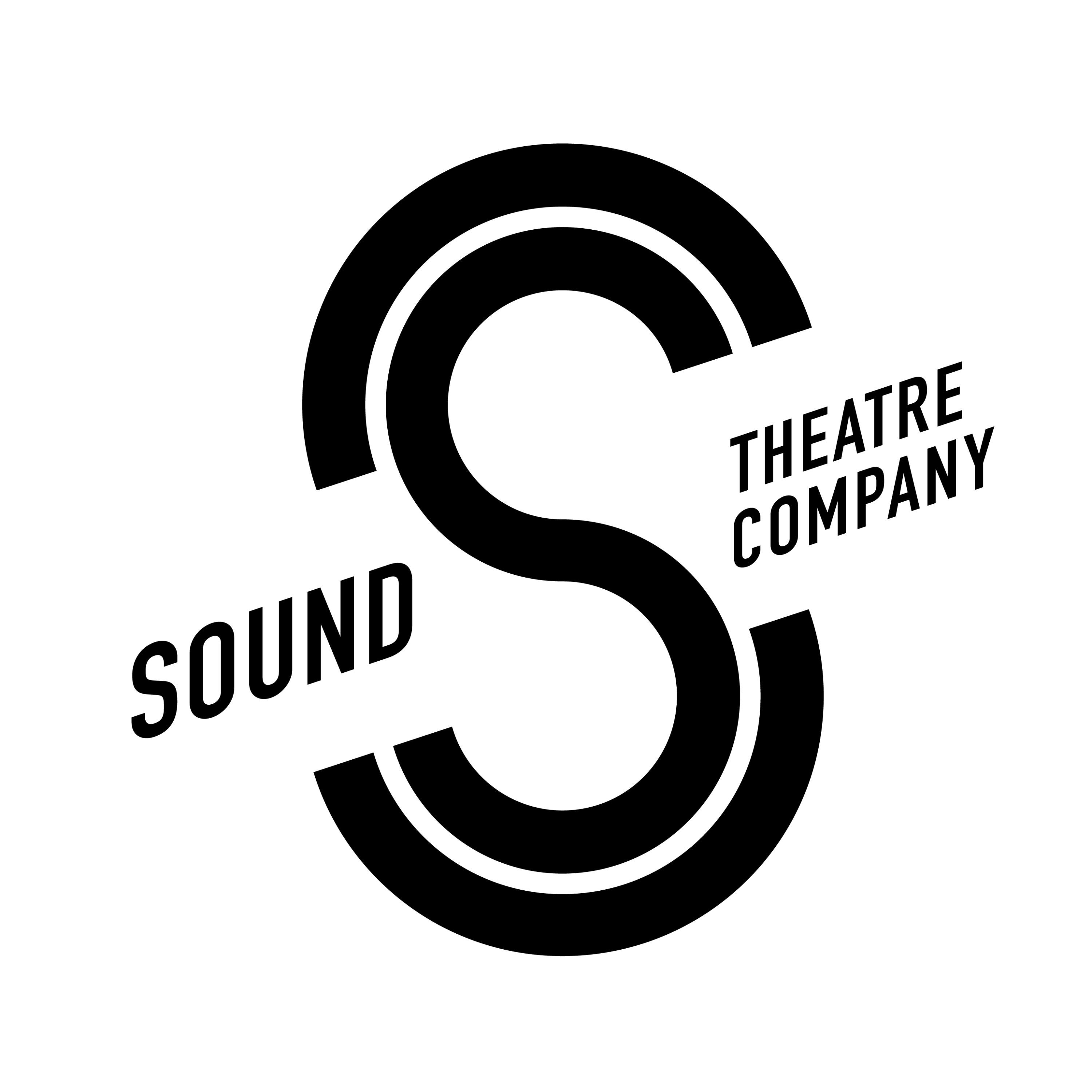 Sound Theatre Company logo on a left diagonal with the "S" logo in the middle