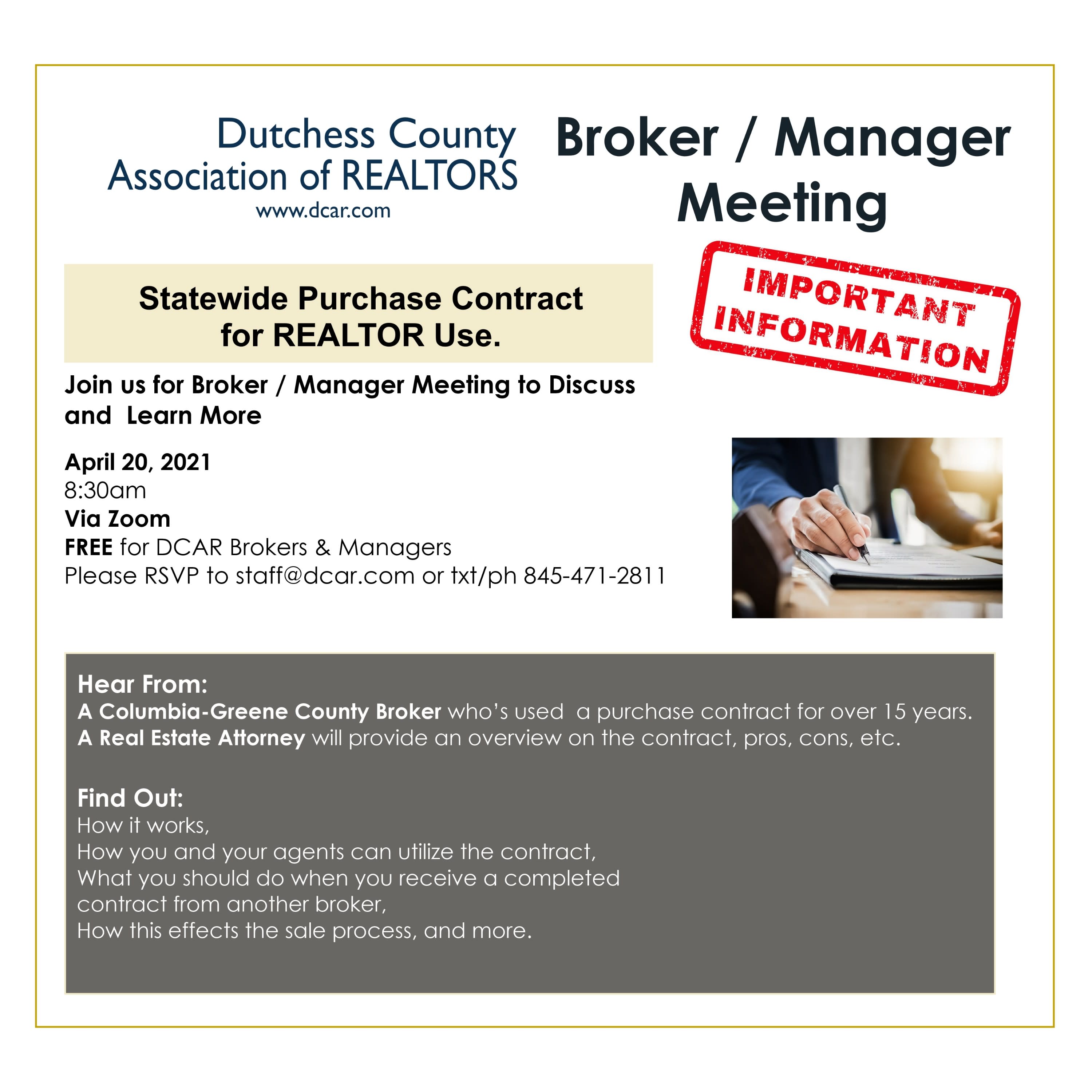 Brokers/Managers Meeting - Dutchess County Association of REALTORS®