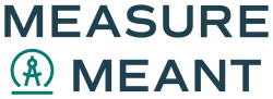 Words in Navy, "Measure Meant" next to dark teal compass logo