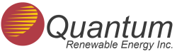 Quantum Logo- Red circle with yellow triangular stripes next to Quantum Renewable Energy Inc in black letters