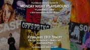 The background is a collage of popular music albums released in 1994 with white text overlay announcing the title of the show