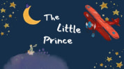 The Little Prince banner featuring the prince tending to his rose with a plane flying overhead.
