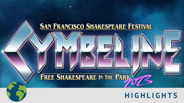 Logotype artwork for Free Shakspeare in the Park's 'Cymbeline'