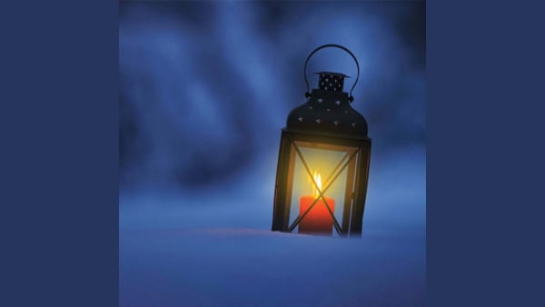 lantern in a snowstorm