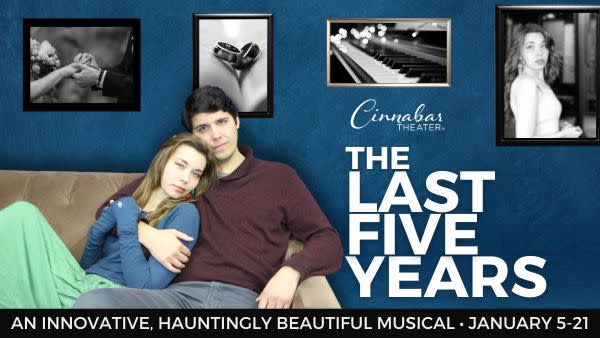 Jaimie and Cathy sit together on a couch with pictures of their relationship on a blue wall behind them. The text "The Last F