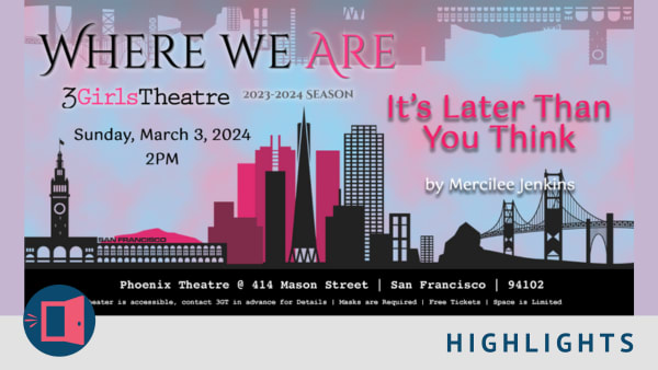 Background of blue sky with pink clouds with silohette of San Francisco City skyline in black and pink. Text "Where we are 3
