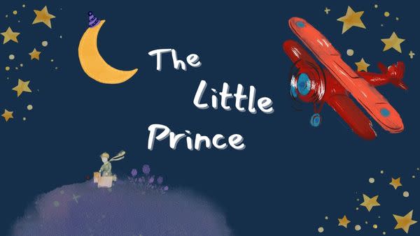 The Little Prince banner featuring the prince tending to his rose with a plane flying overhead.