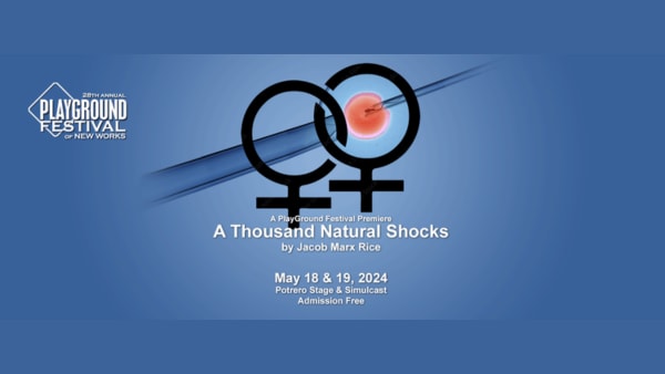 Image features two Female sybols layered over a petri dish with a large red dot. Text reads APERTURES OF LOVE IN TIMES OF WAR