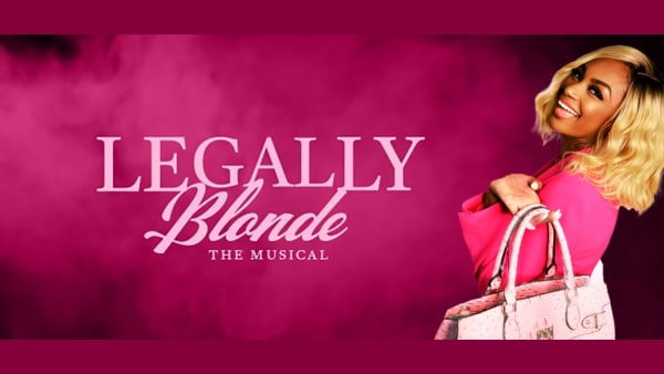 Legally Blonde poster with Elle Woods, a black woman with a blonde bob and a pink purse