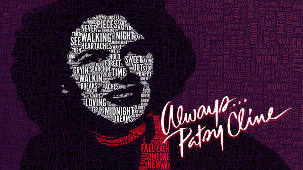 Picture of Patsy Cline, using her song titles to create the image.