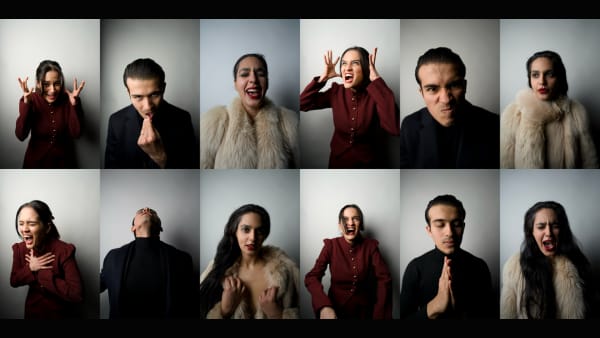 Eight characters from the show making emotional expressions.